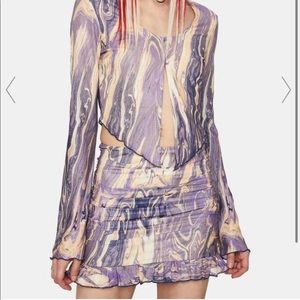 NWT Dolls kill LILAC MODERN ANGEL MESH SKIRT SET medium